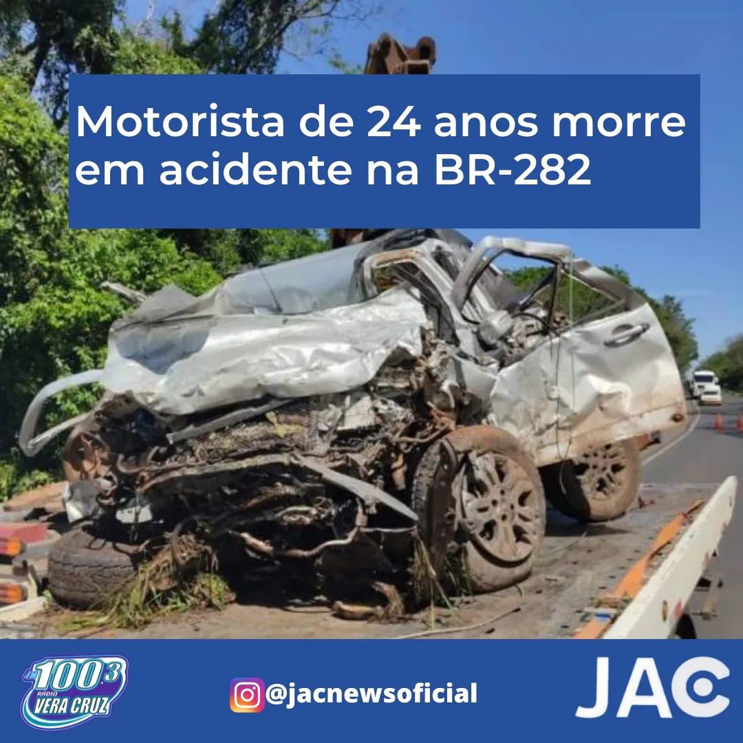 Motorista de 24 anos morre em acidente na BR- 282