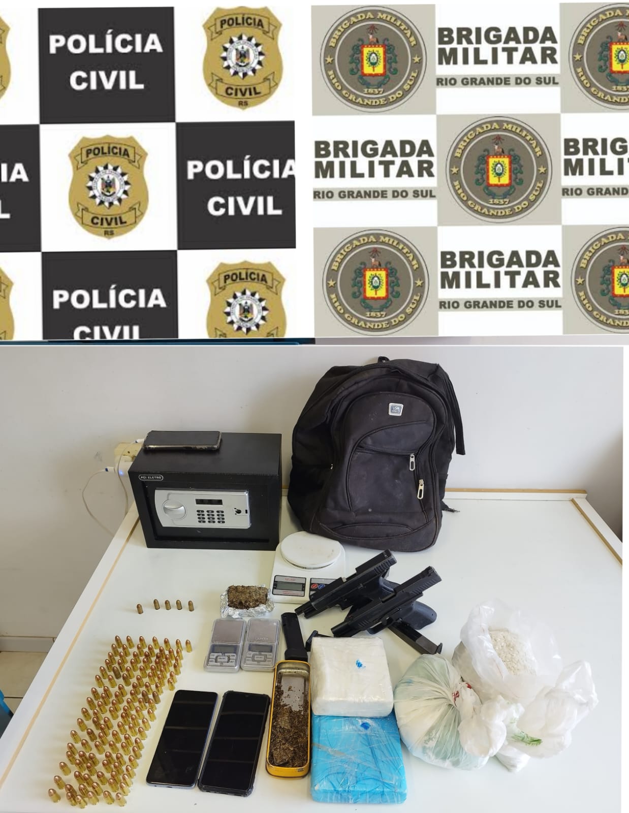 PC e BM apreendem armas, drogas e objetos para tráfico em Horizontina.