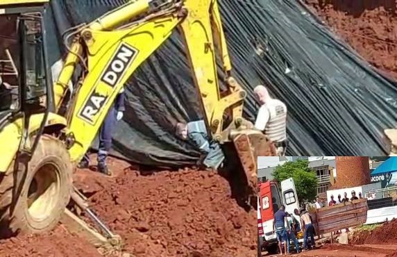 Trabalhador fica ferido após barranco de terra desmoronar em obra de prédio no Centro de Três de Maio