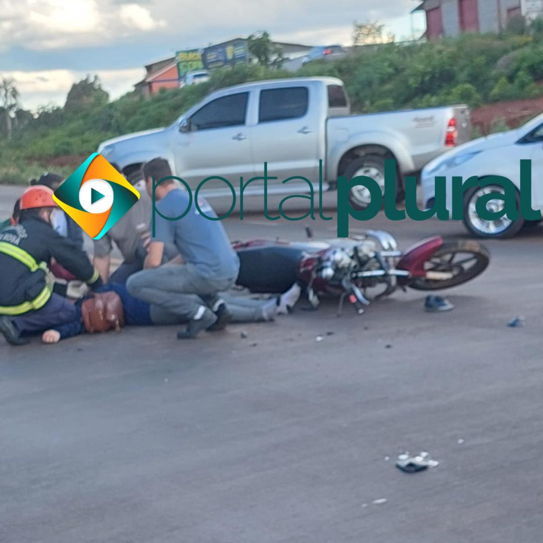 Acidente de trânsito envolvendo moto e caminhão em Santa Rosa 🚨🚨