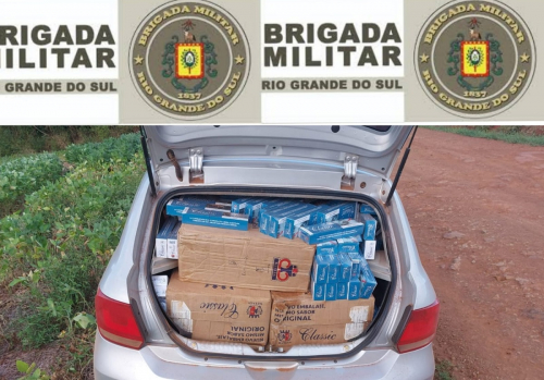 Brigada Militar aborda veículo e apreende cigarros paraguaios no interior de Dr. Mauricio Cardoso