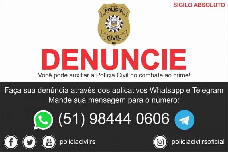 Polícia Civil tem novo número de WhatsApp e Telegram para denúncias