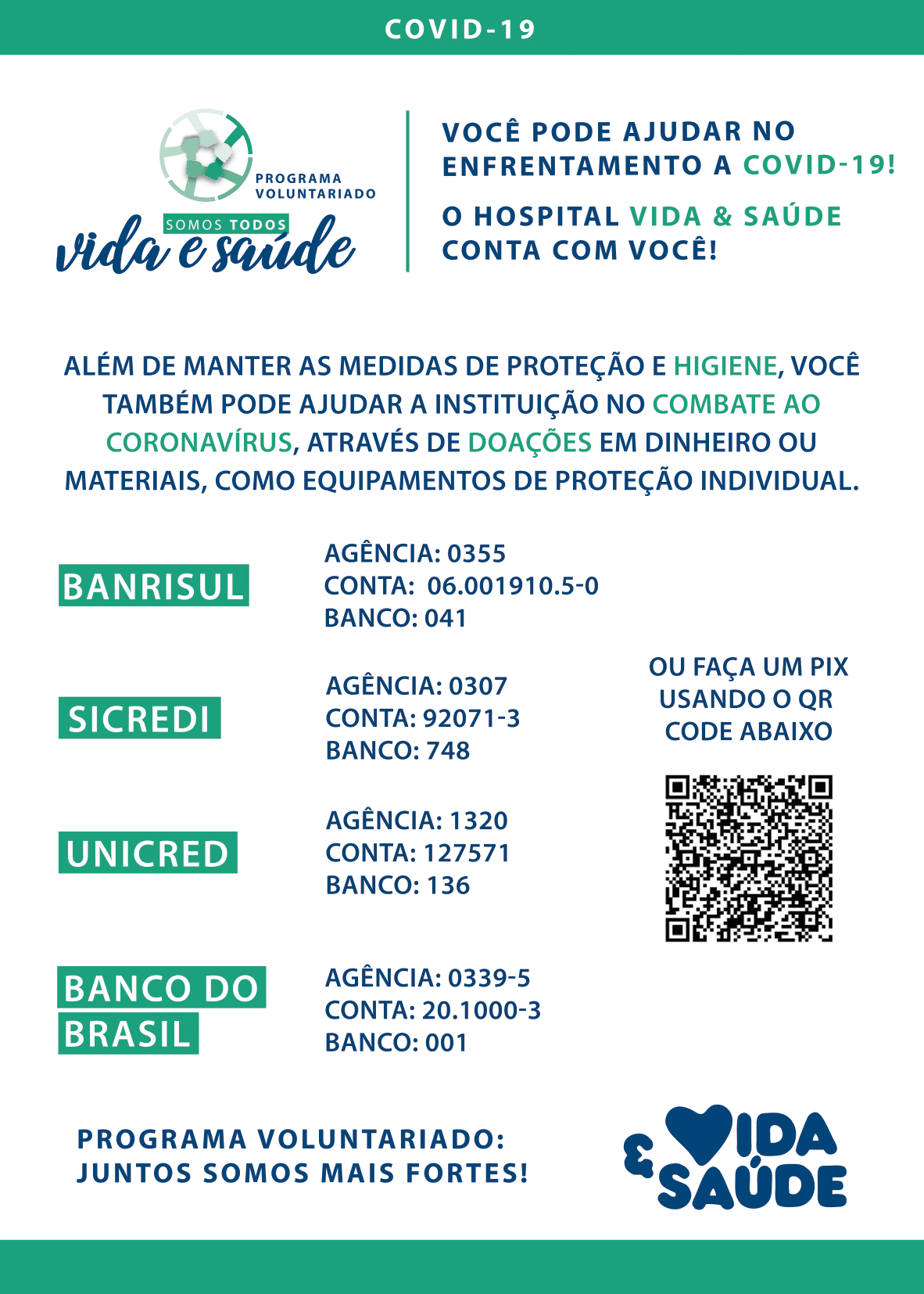 Campanha de doação do HVS: "Você pode ajudar no enfrentamento à COVID-19"