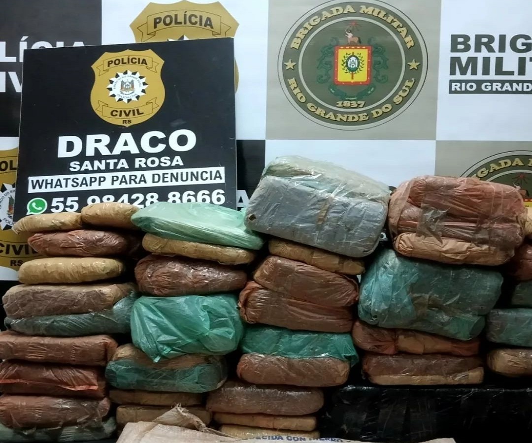 Quase 40 quilos de maconha apreendidos pela Brigada Militar no interior de Porto Mauá