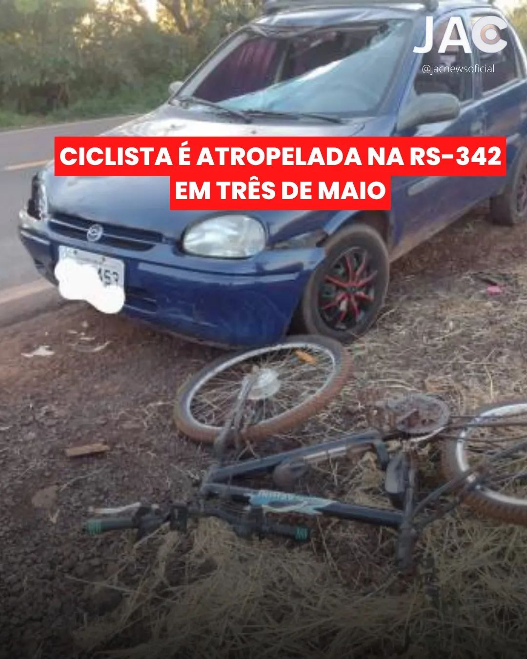 Ciclista é Atropelada na RS- 342 em Três de Maio